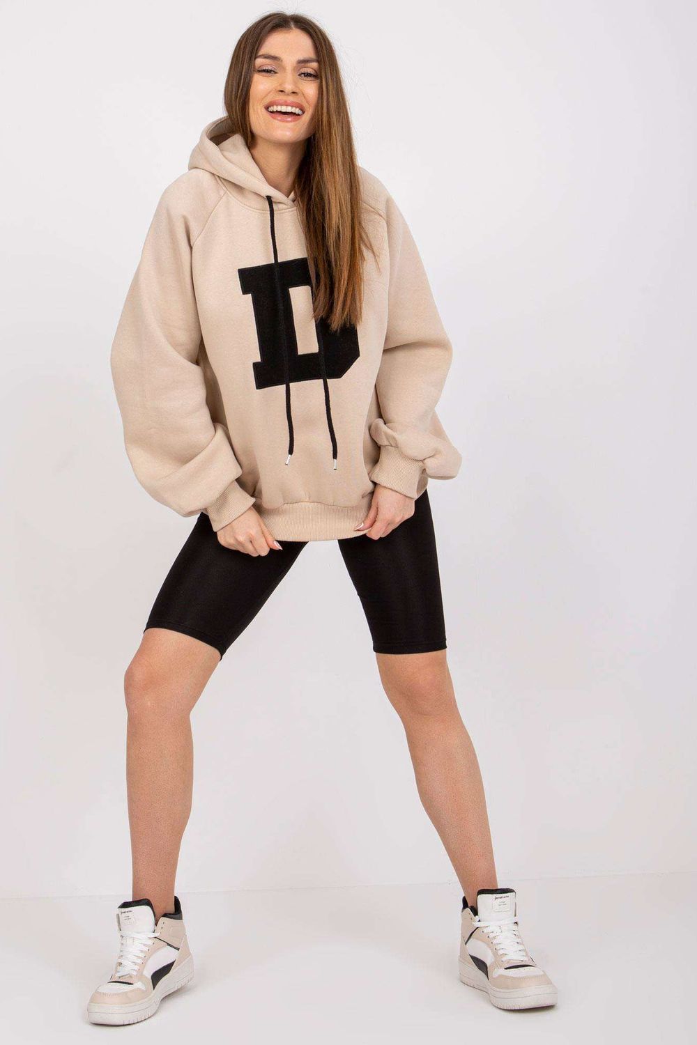 Ex Moda Beige Hooded Long Sleeve Sweatshirt - view 2