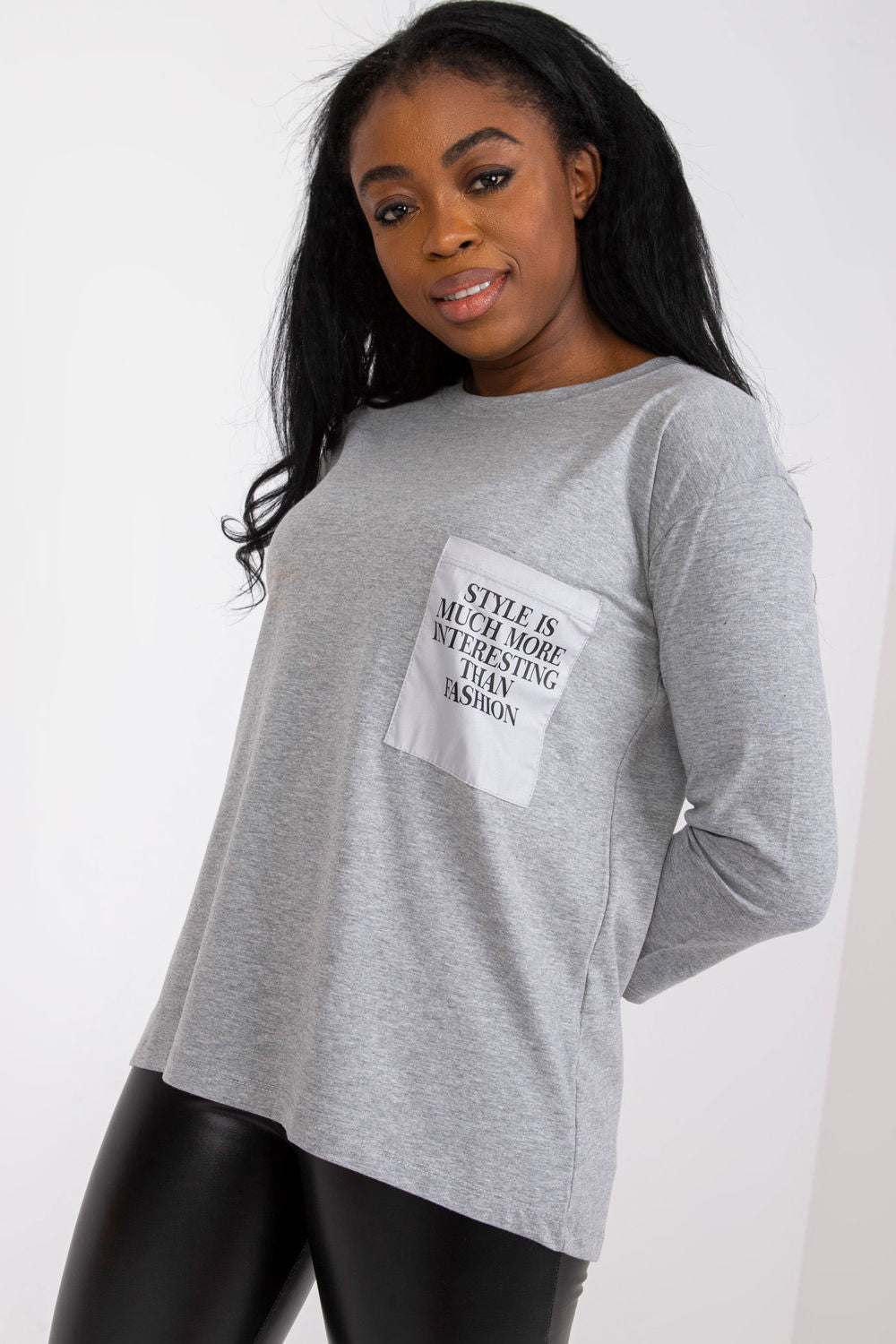 Ex Moda Grey Long Sleeve Blouse - view 2