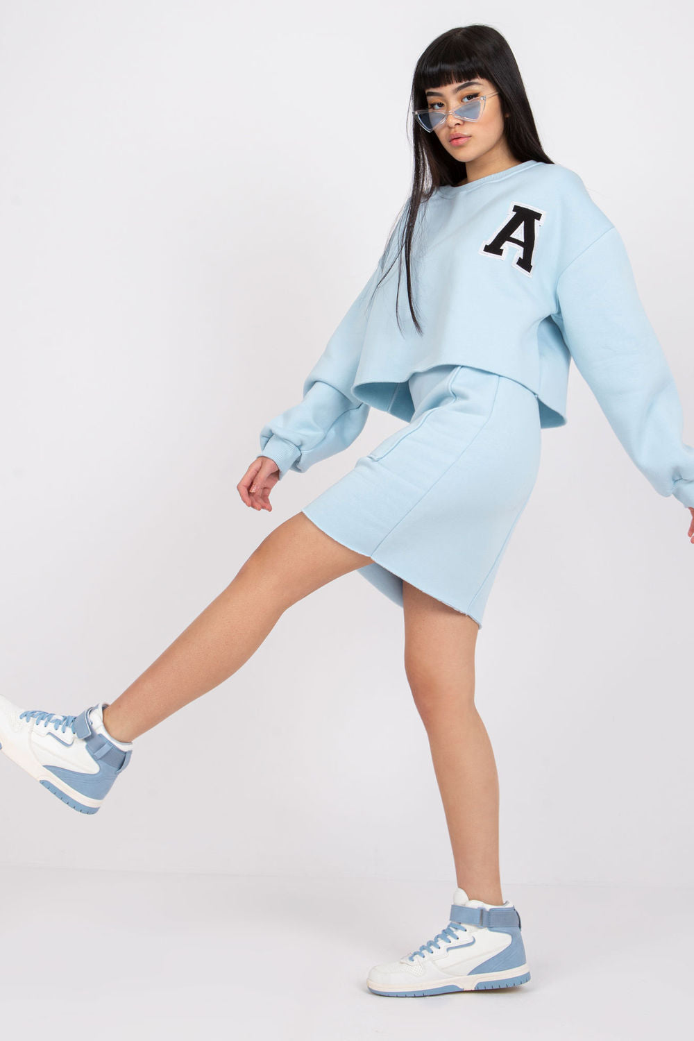 Ex Moda Light Blue Long Sleeve Skirt Co-Ord Set - view 2