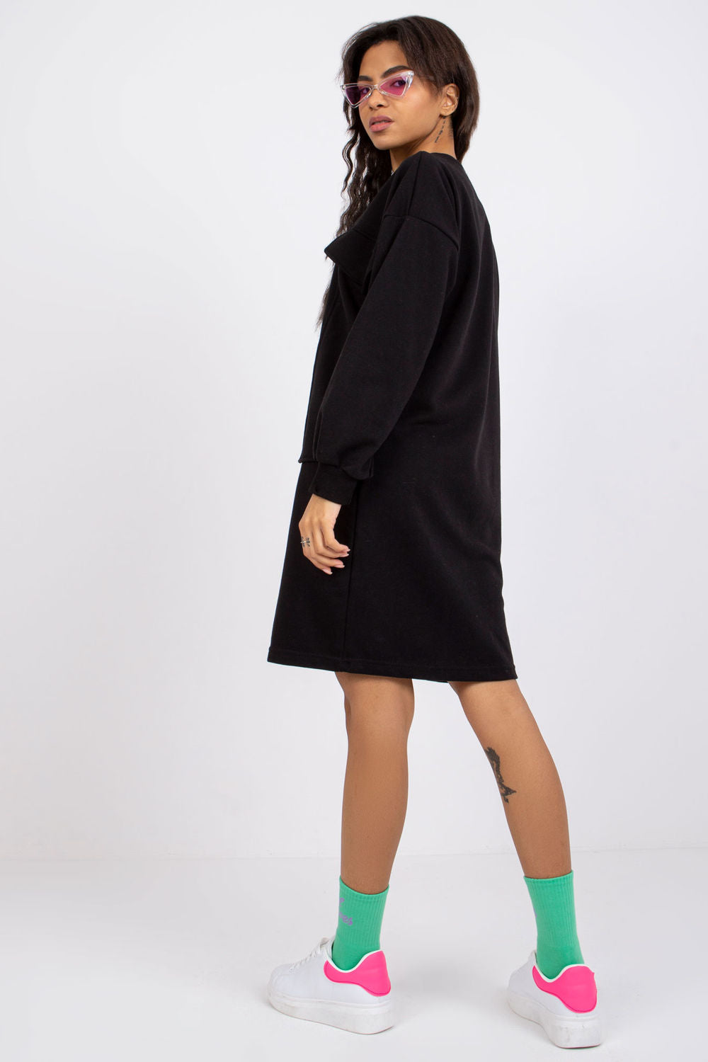 Ex Moda Black Loose Fit Long Sleeve Dress - view 3