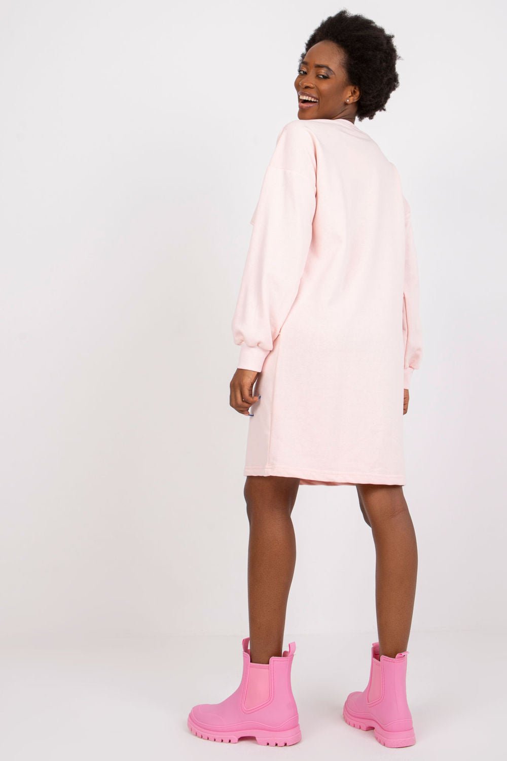 Ex Moda Light Pink Long Sleeve Dress - view 3