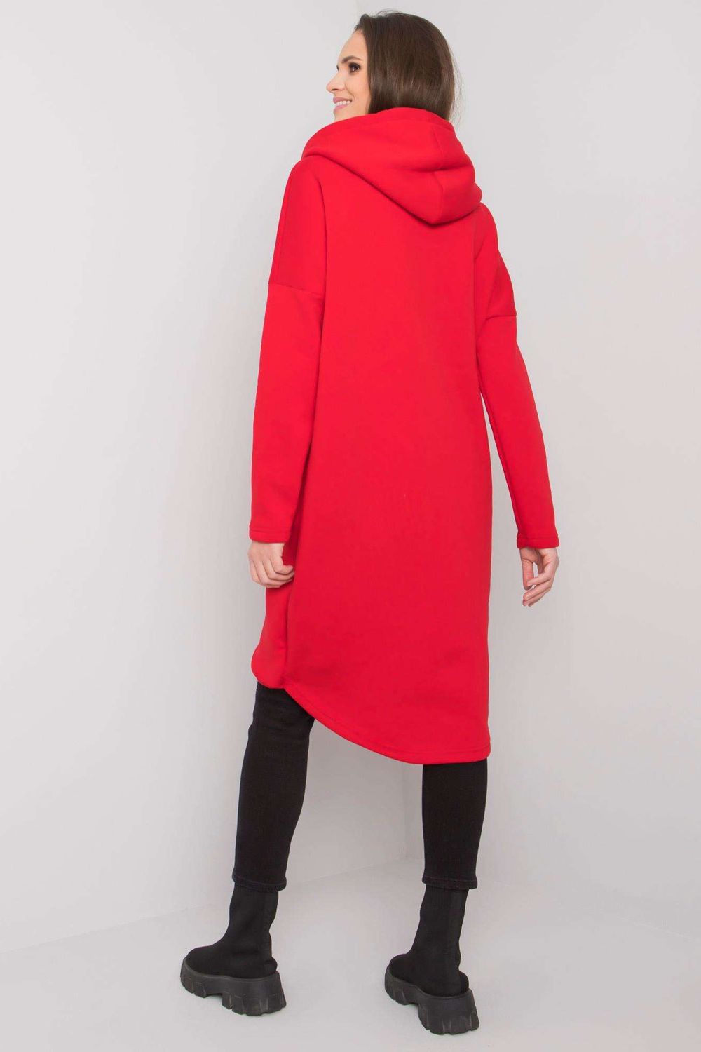 Relevance Red Hooded Zip Up Long Sleeve Sweatshirt - view 3