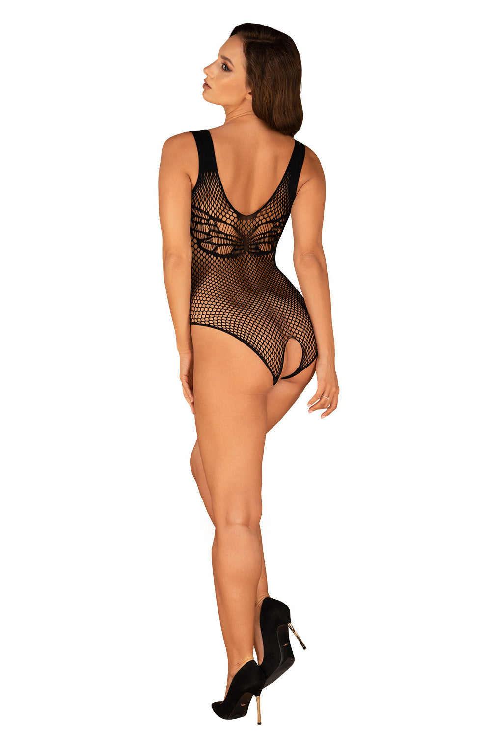 Obsessive Black Polyamide Mesh Bodysuit - view 2