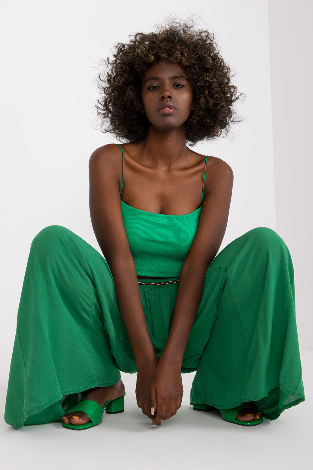 Och Bella Green Wide Leg High Waisted Trousers - view 2