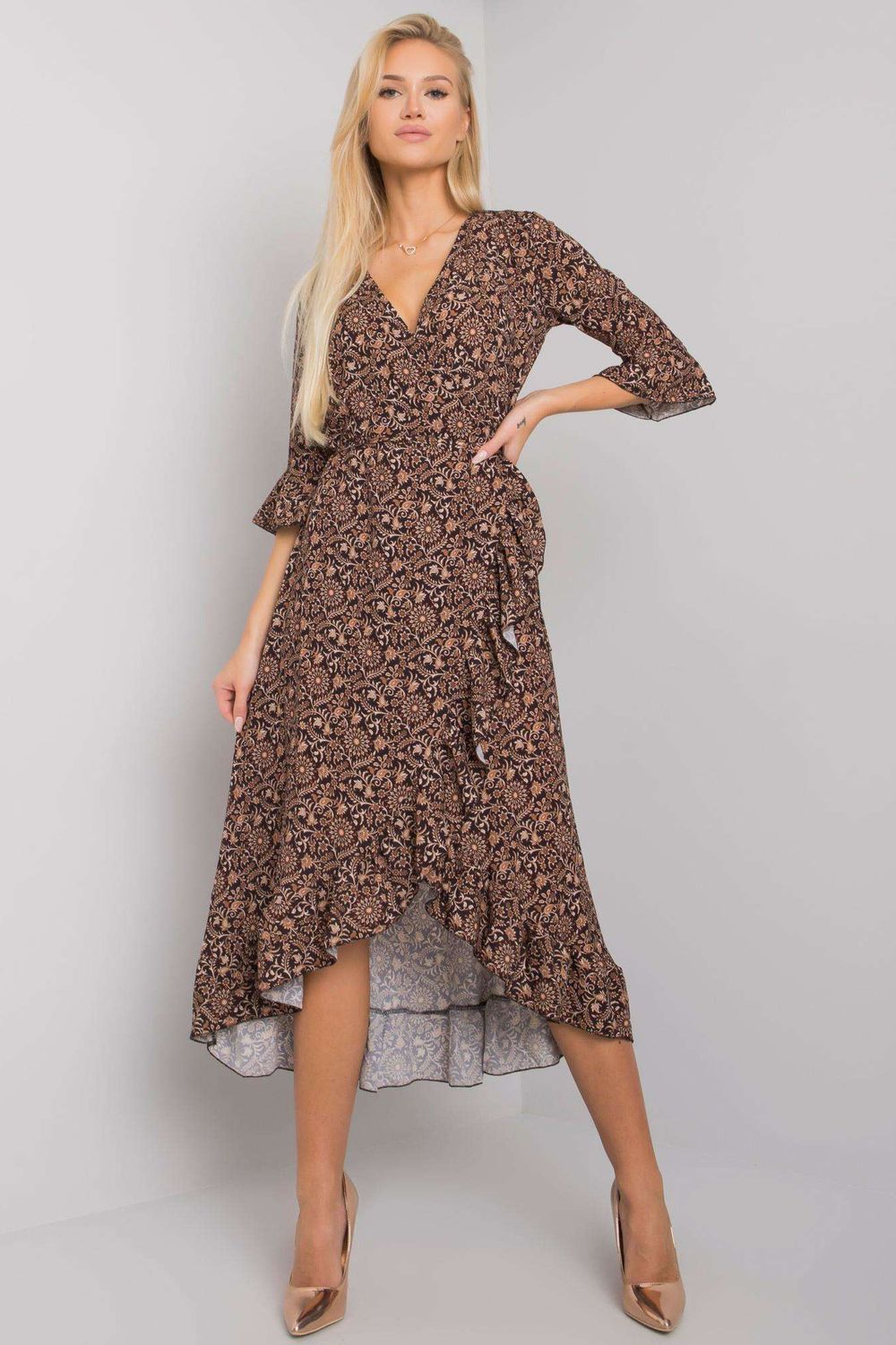 Och Bella Beige Polyester Dress