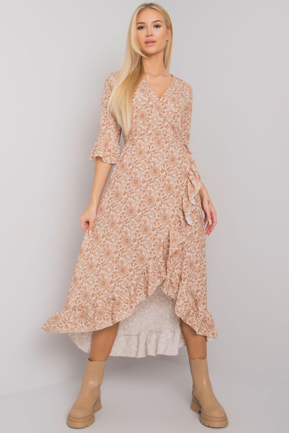 Och Bella Beige Dress with Belt