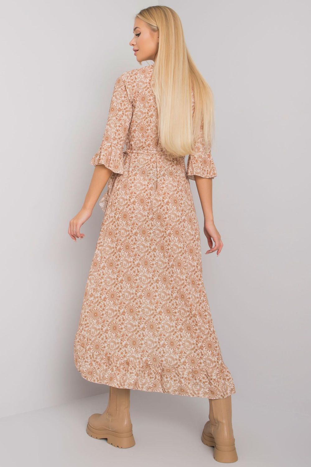 Och Bella Beige Dress with Belt - view 3