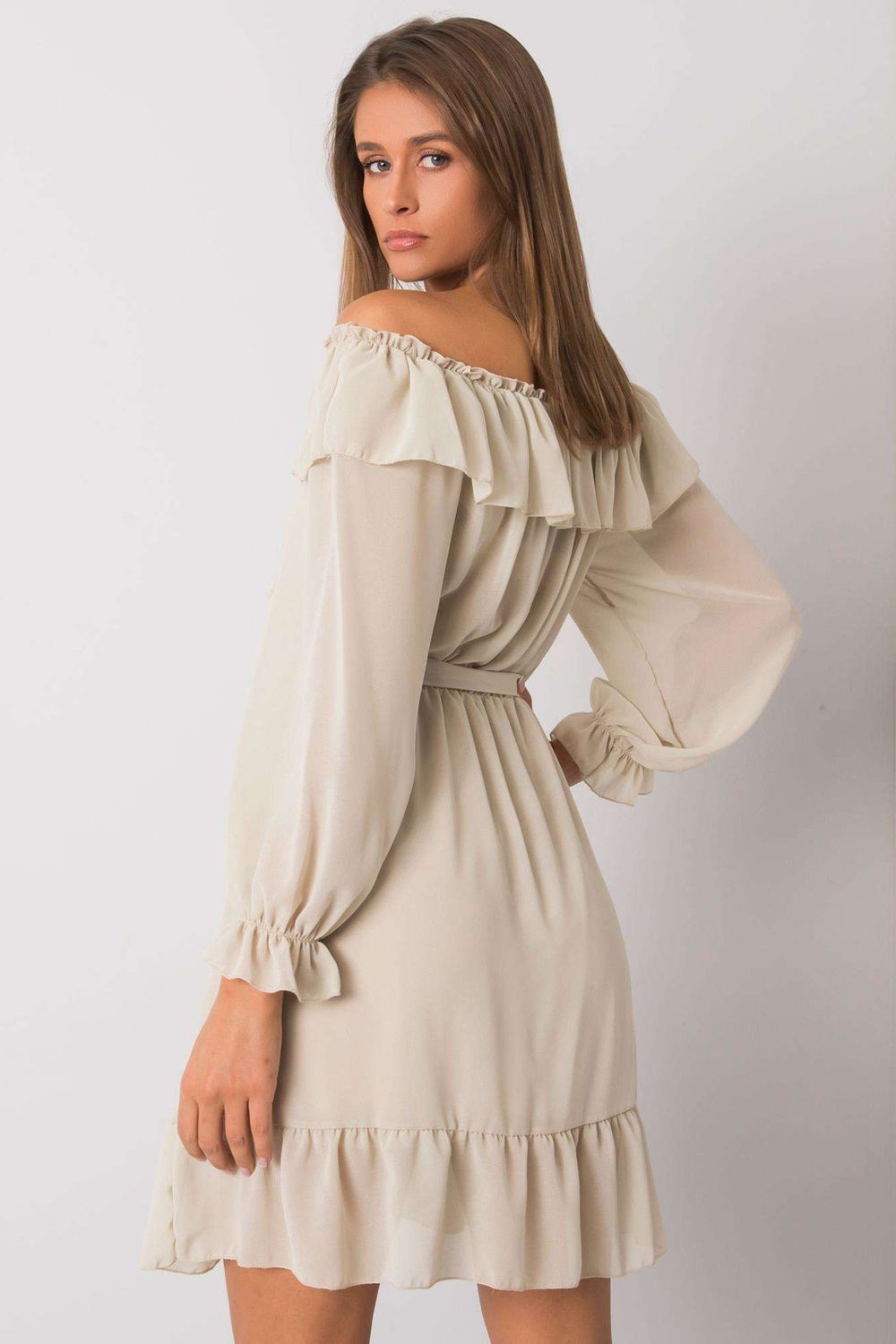 Och Bella Beige Long Sleeve Dress - view 3