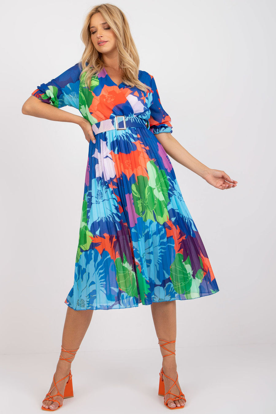 Och Bella Blue Floral Wrap Dress
