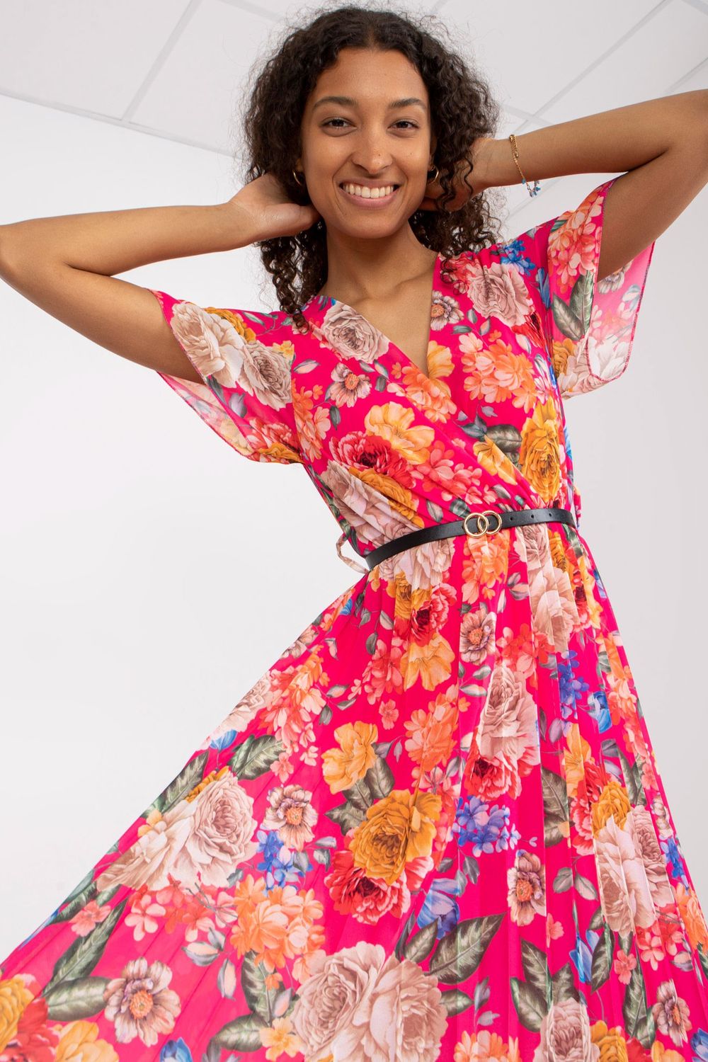 Italy Moda Pink Floral Wrap Dress