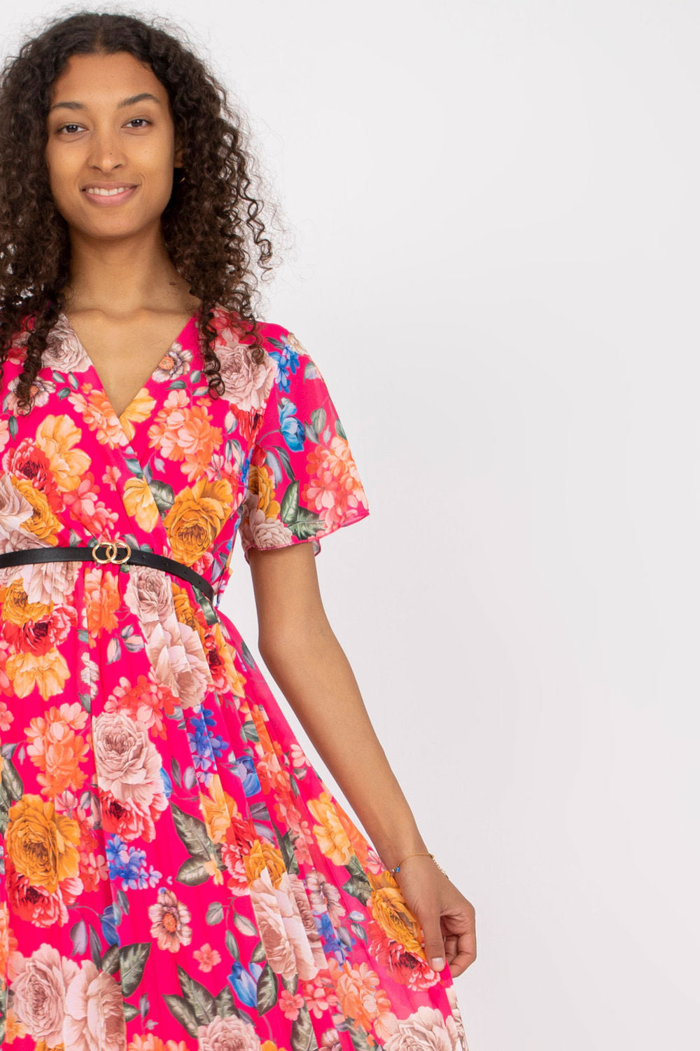 Italy Moda Pink Floral Wrap Dress - view 2