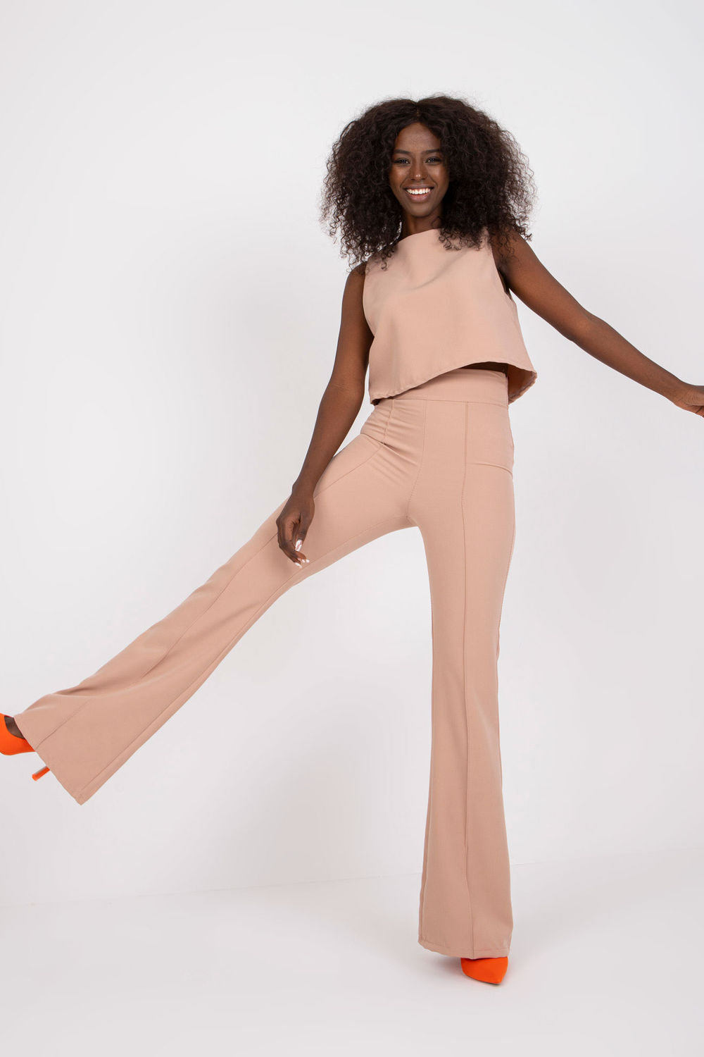 Italy Moda Light Pink High Waisted Short Sleeve Co-Ord Set - view 2