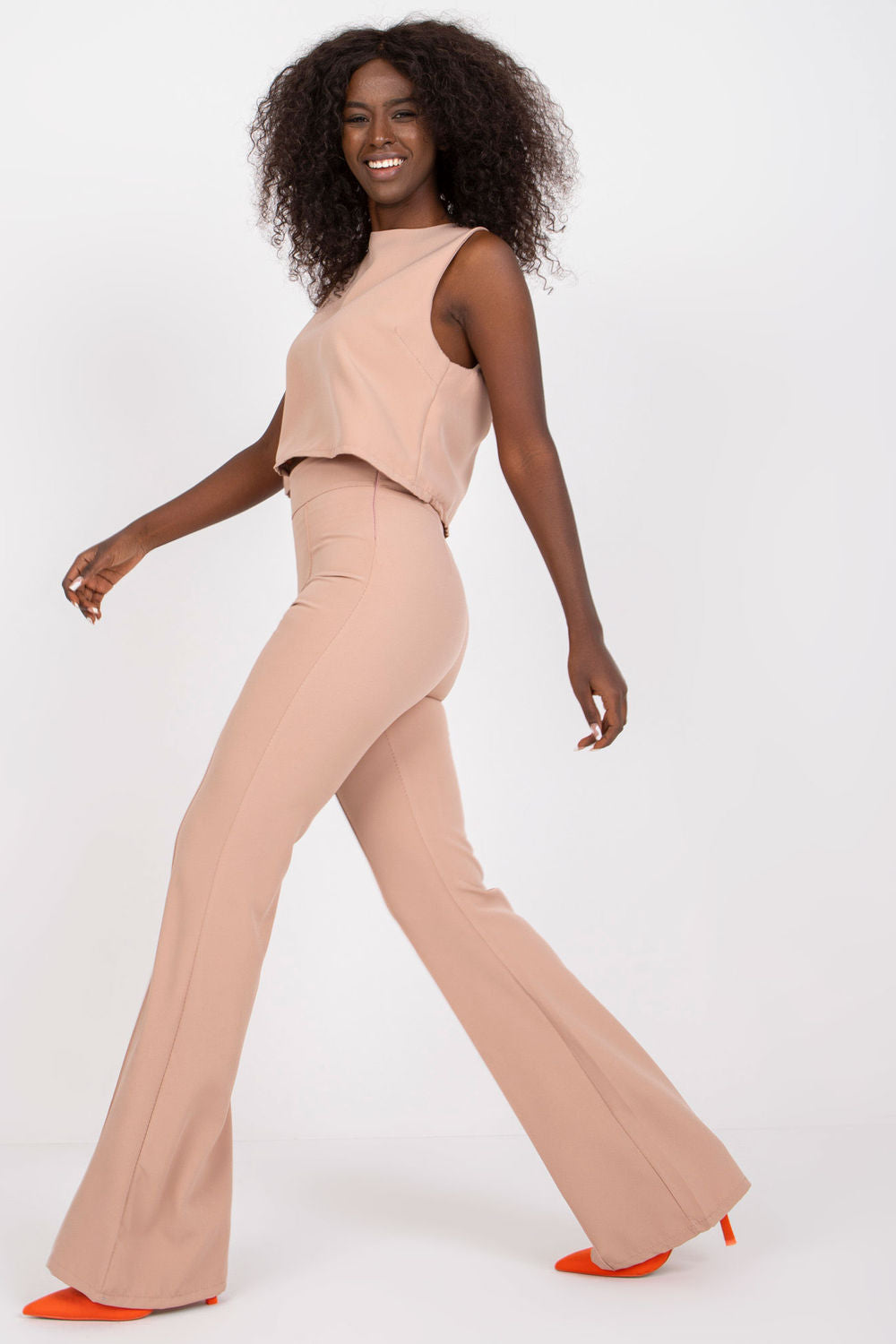 Italy Moda Light Pink High Waisted Short Sleeve Co-Ord Set - view 3
