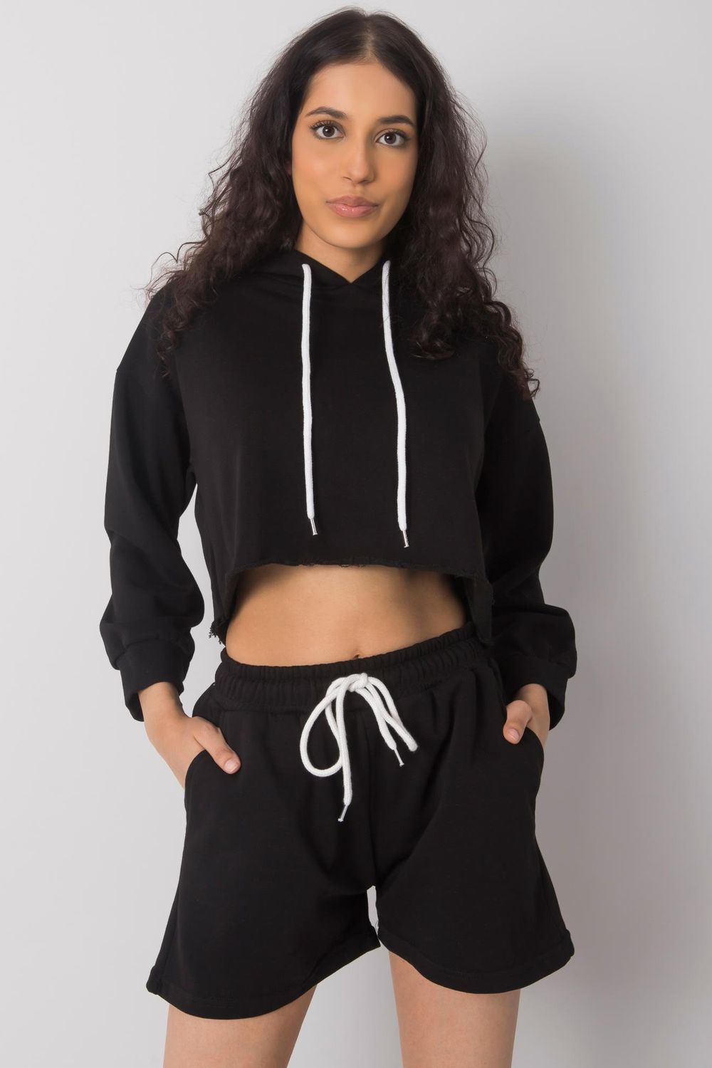 Ex Moda Black Cotton Long Sleeve Co-Ord Set with Pockets