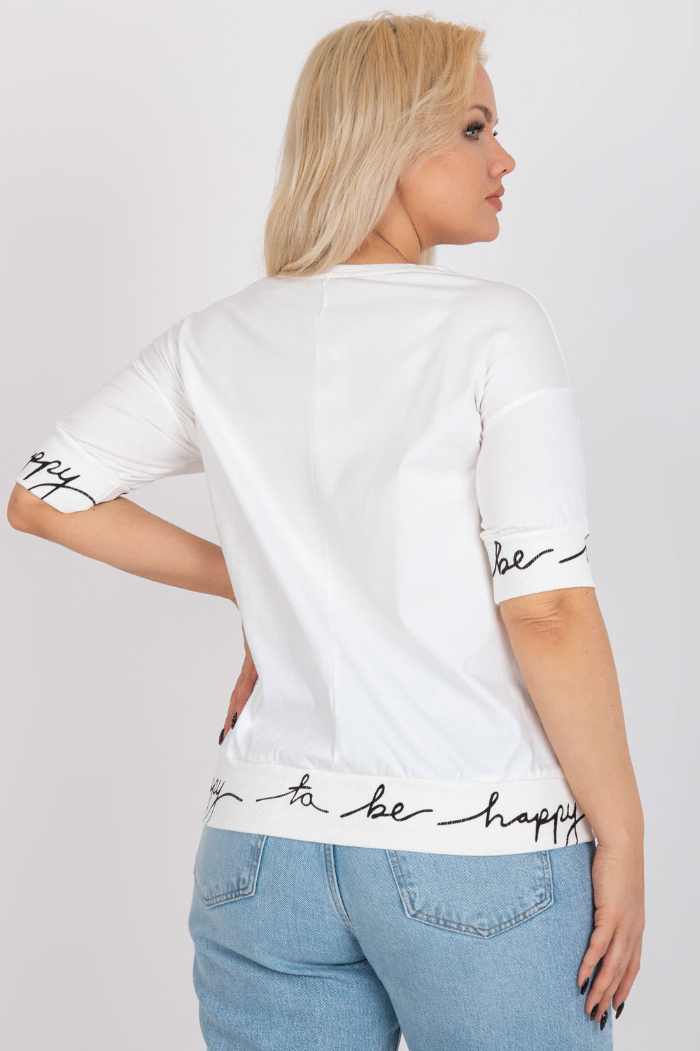 Relevance Ecru Short Sleeve Plus Size Blouse - view 3
