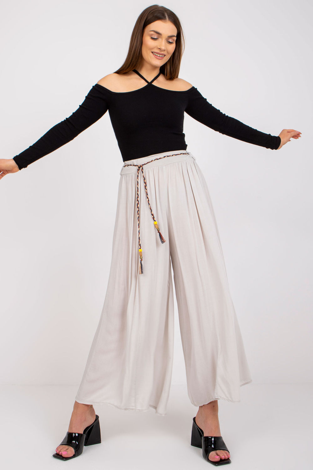 Och Bella Light Beige Wide Leg Trousers