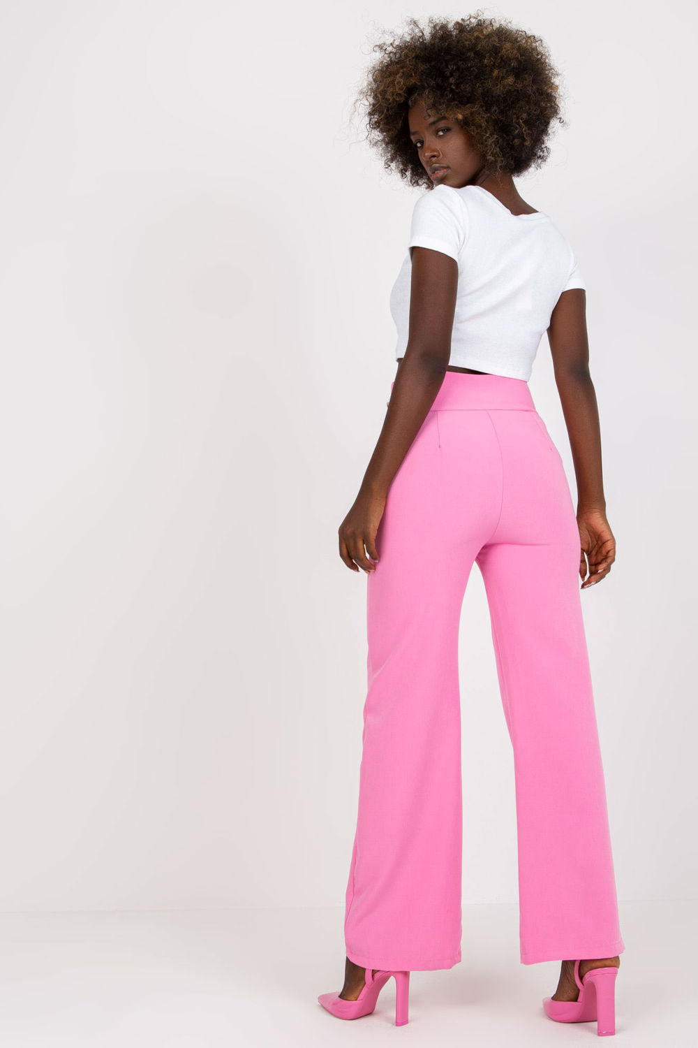 Italy Moda Pink High Waisted Trousers - view 3