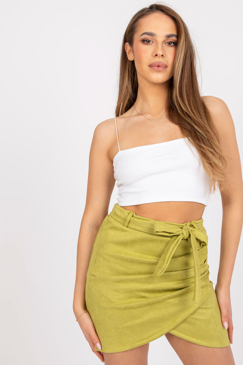 Italy Moda Light Green Mini Skirt
