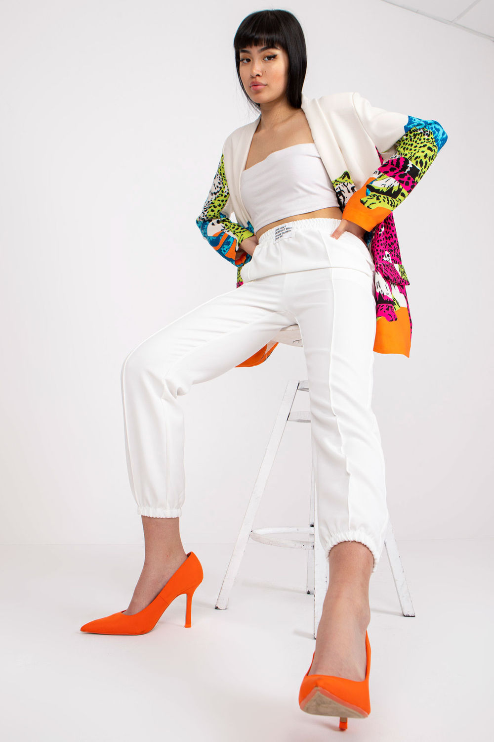 Italy Moda White Polyester Trousers