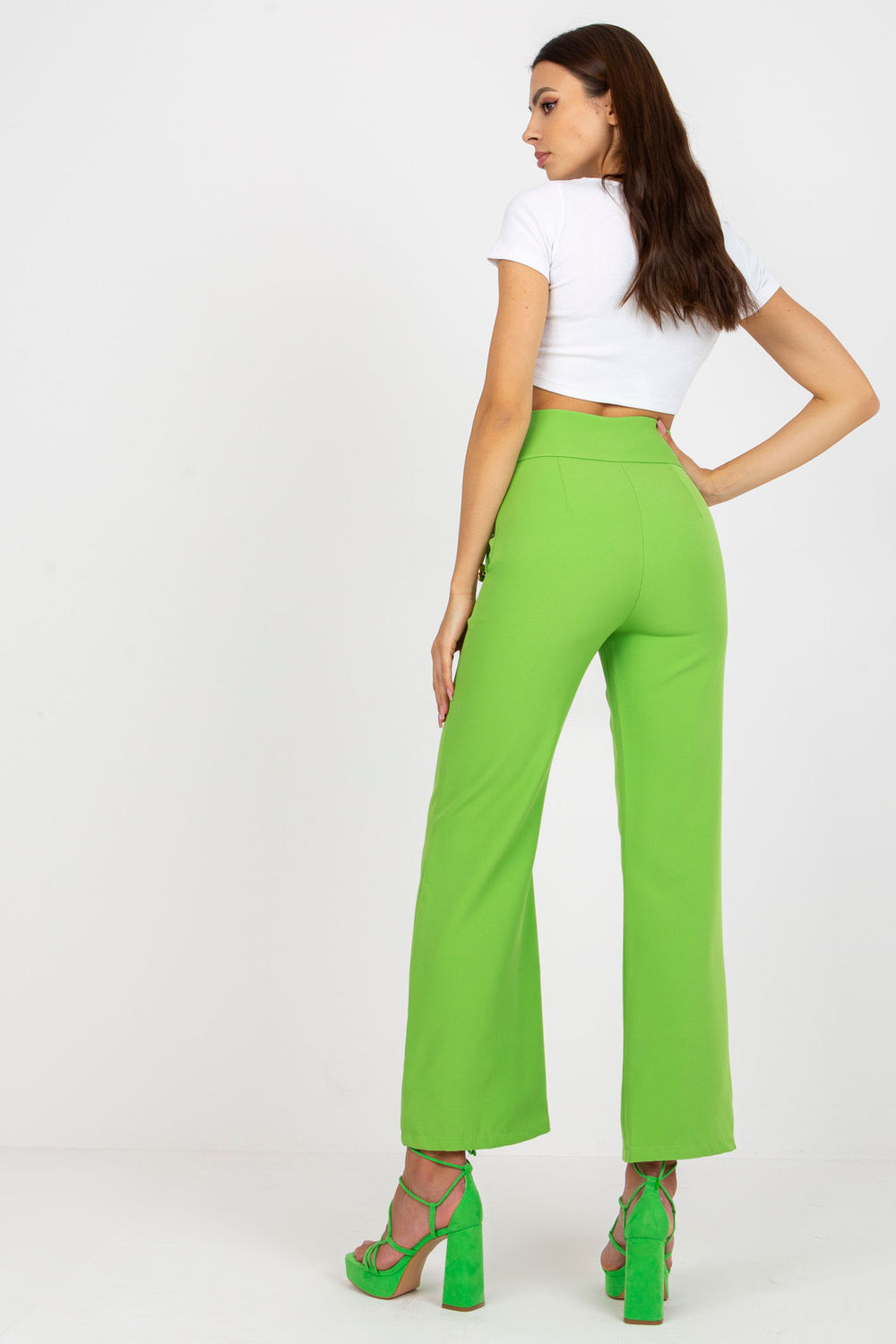Italy Moda Light Green High Waisted Trousers - view 3