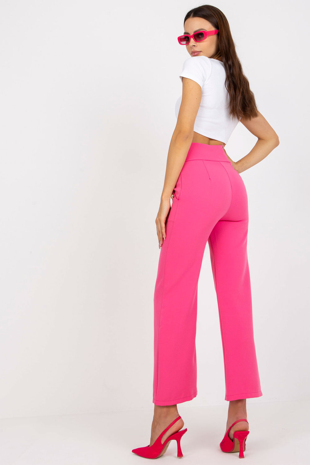 Italy Moda Dark Pink High Waisted Trousers - view 3