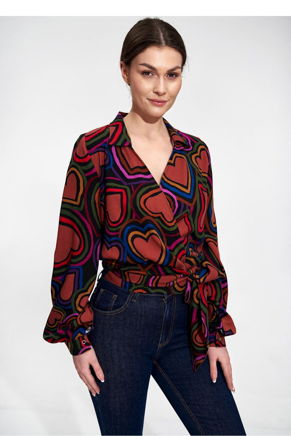 Figl Patterned Viscose Pleated Blouse