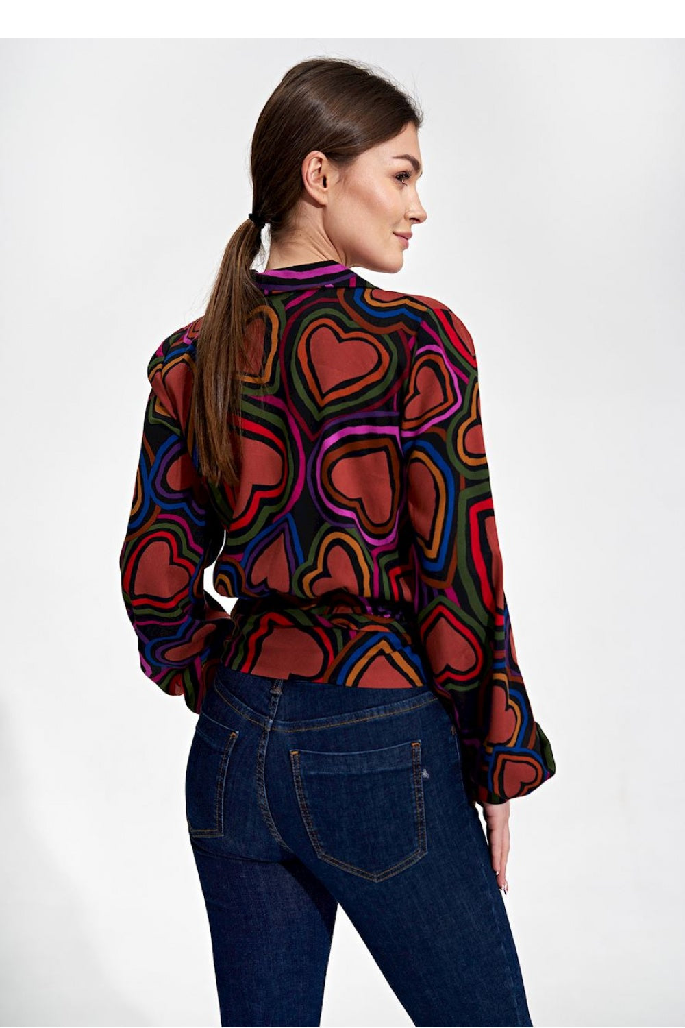 Figl Patterned Viscose Pleated Blouse - view 3