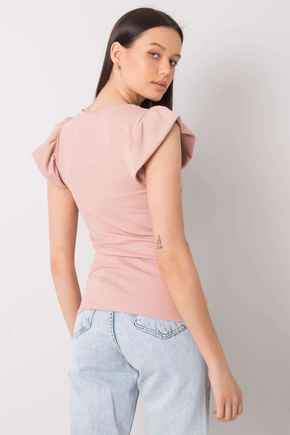 Italy Moda Light Pink Short Sleeve Blouse - view 3