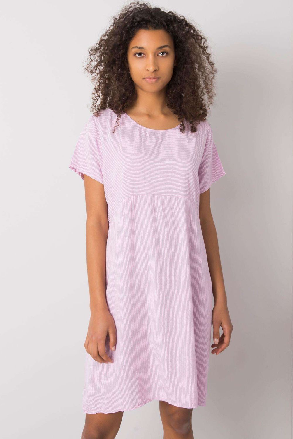 Italy Moda Light Violet Striped Short Sleeve Dress - view 2