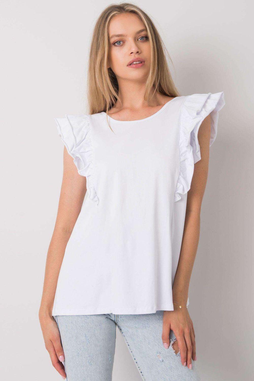 Och Bella White Cut Out Short Sleeve Blouse - view 2