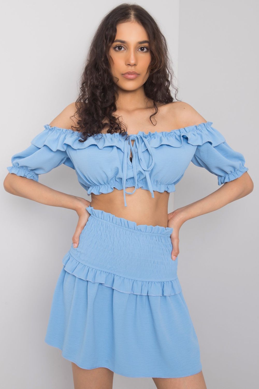 Och Bella Blue Short Sleeve Blouse