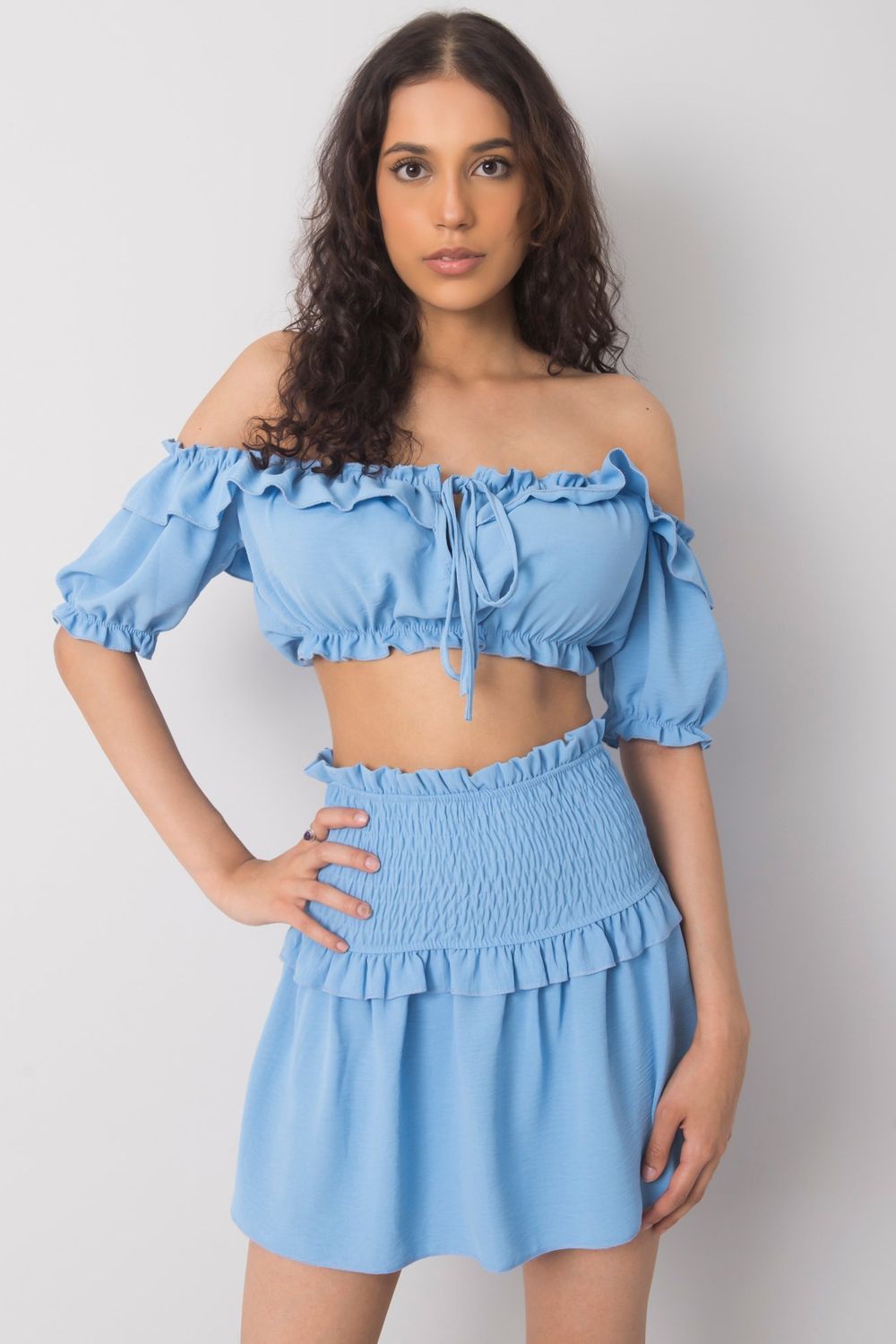 Och Bella Blue Short Sleeve Blouse - view 2