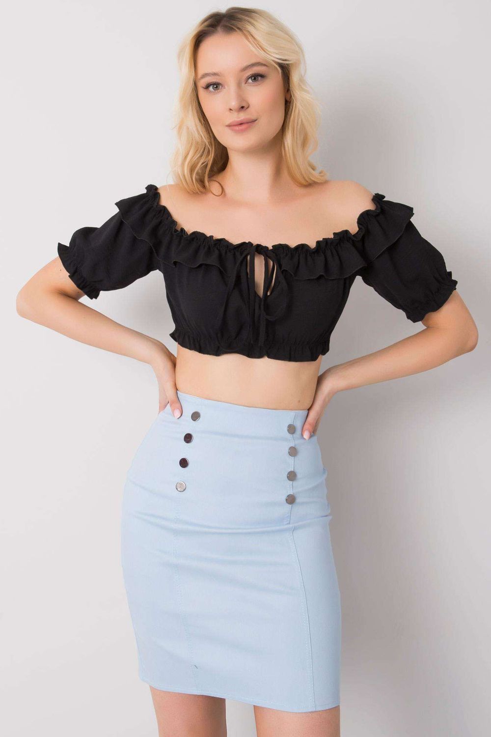 Och Bella Black Short Sleeve Blouse - view 2