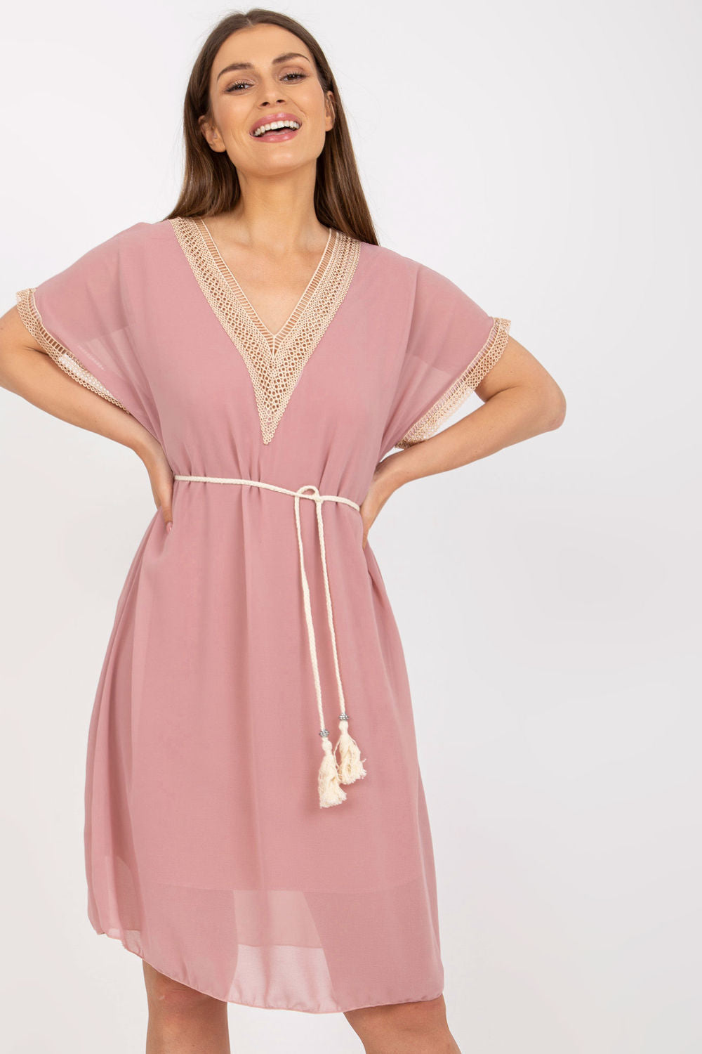 Italy Moda Light Pink Short Sleeve Dress