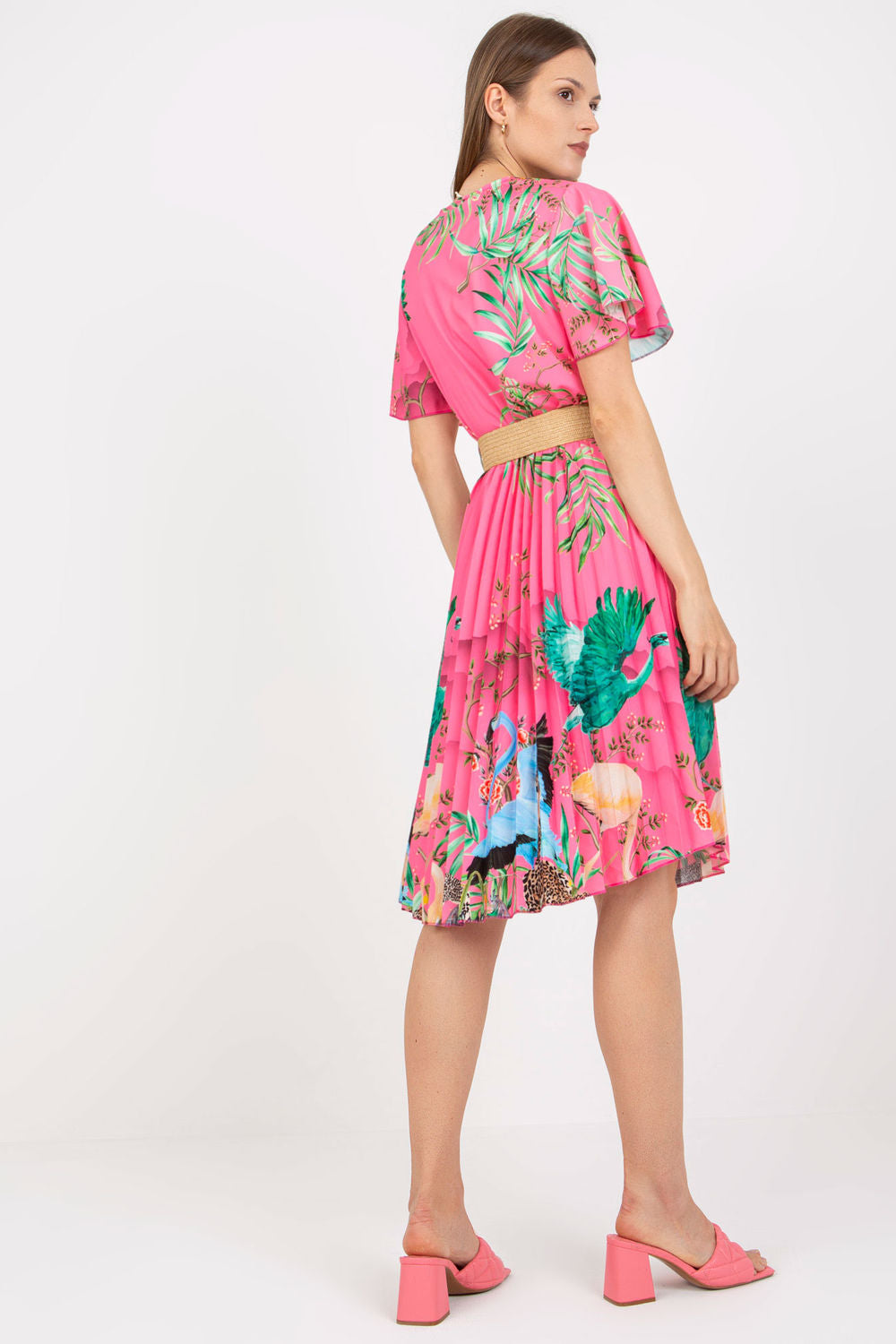 Italy Moda Pink Wrap Short Sleeve Dress - view 3