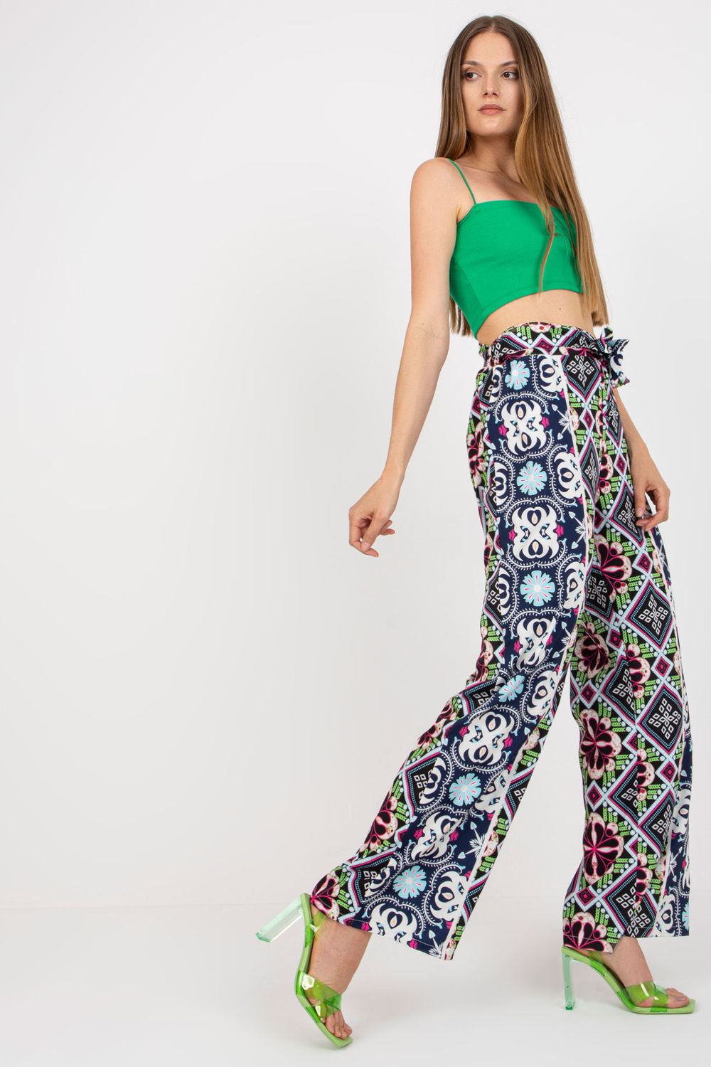 Italy Moda Black Wide Leg High Waisted Trousers