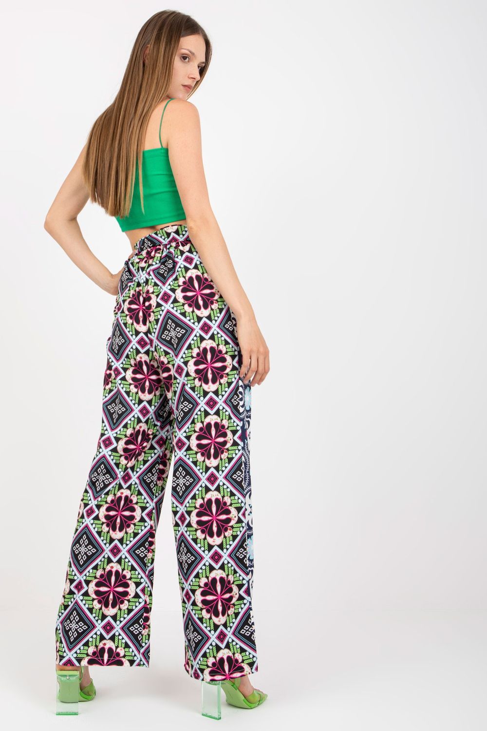 Italy Moda Black Wide Leg High Waisted Trousers - view 3
