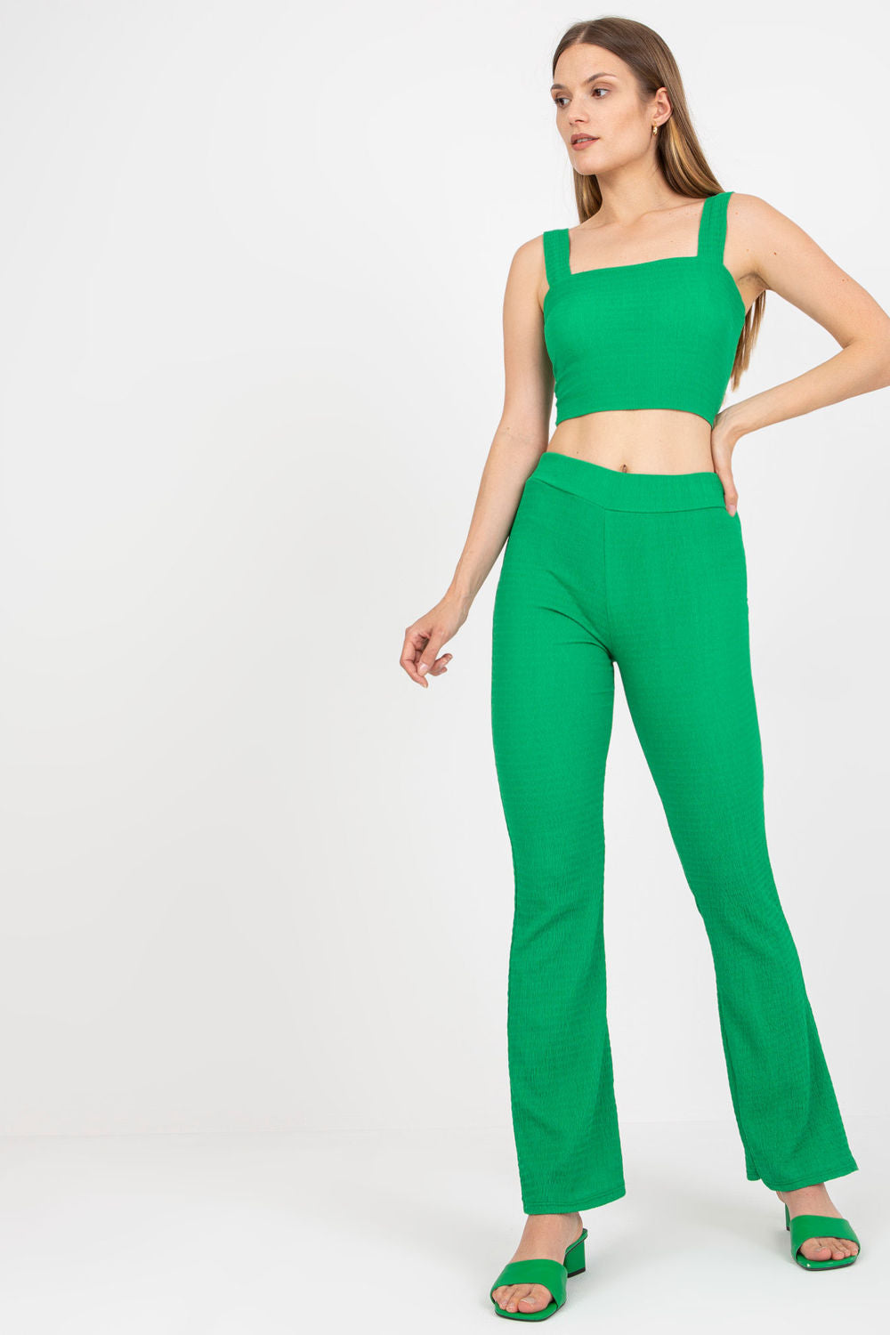 Italy Moda Green Wide Leg High Waisted Co-Ord Set