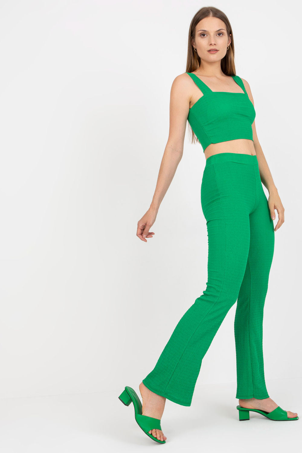Italy Moda Green Wide Leg High Waisted Co-Ord Set - view 2