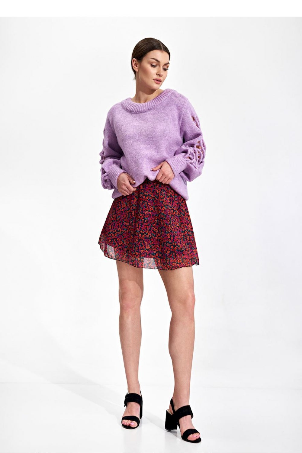 Figl Patterned Flared Mini Skirt with Pockets - view 2