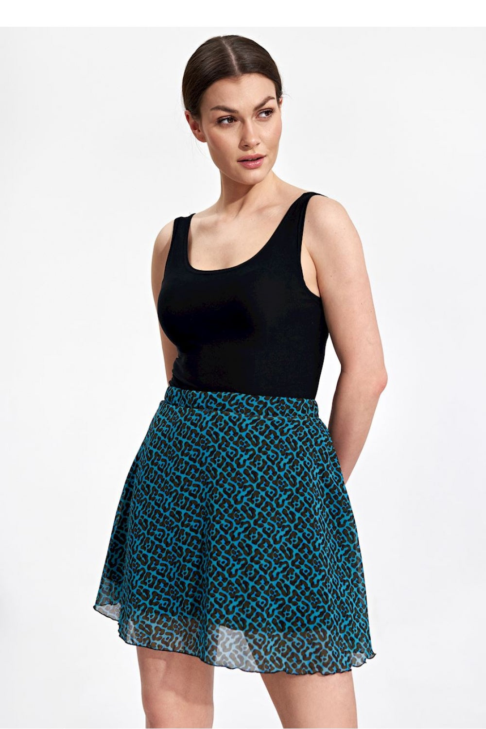 Figl Patterned Polyester Flared Mini Skirt