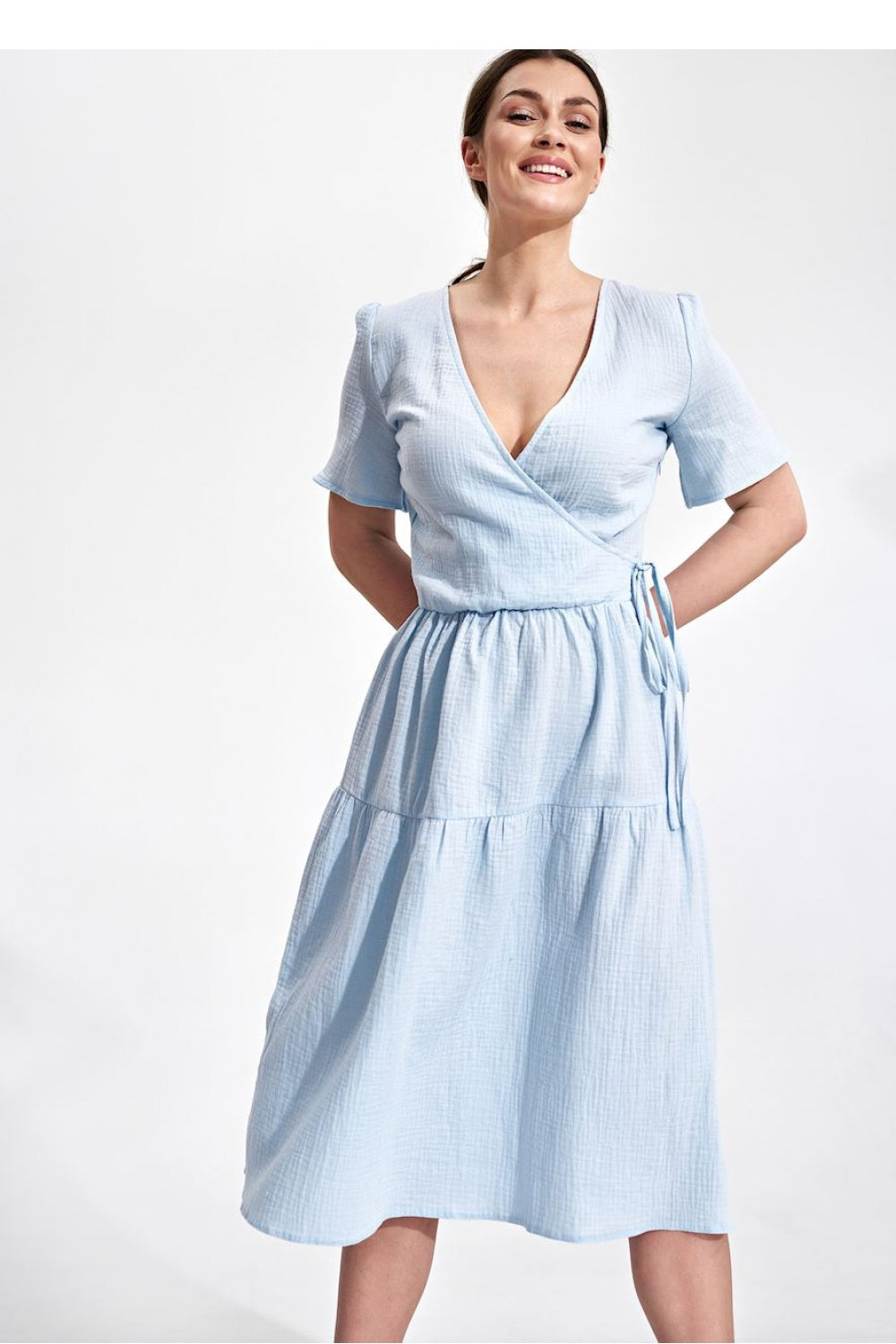 Figl Sky Blue Midi Wrap Dress