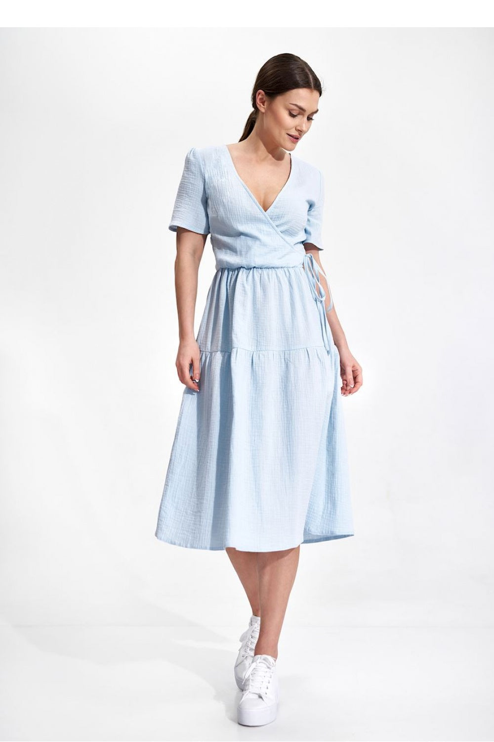 Figl Sky Blue Midi Wrap Dress - view 2