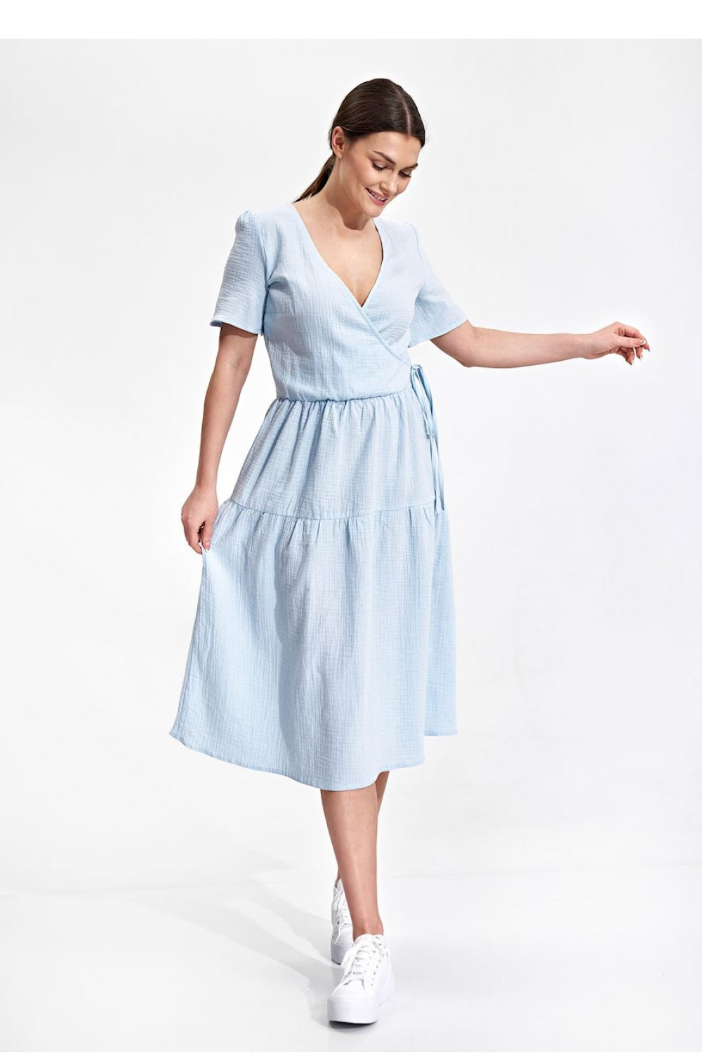 Figl Sky Blue Midi Wrap Dress - view 4