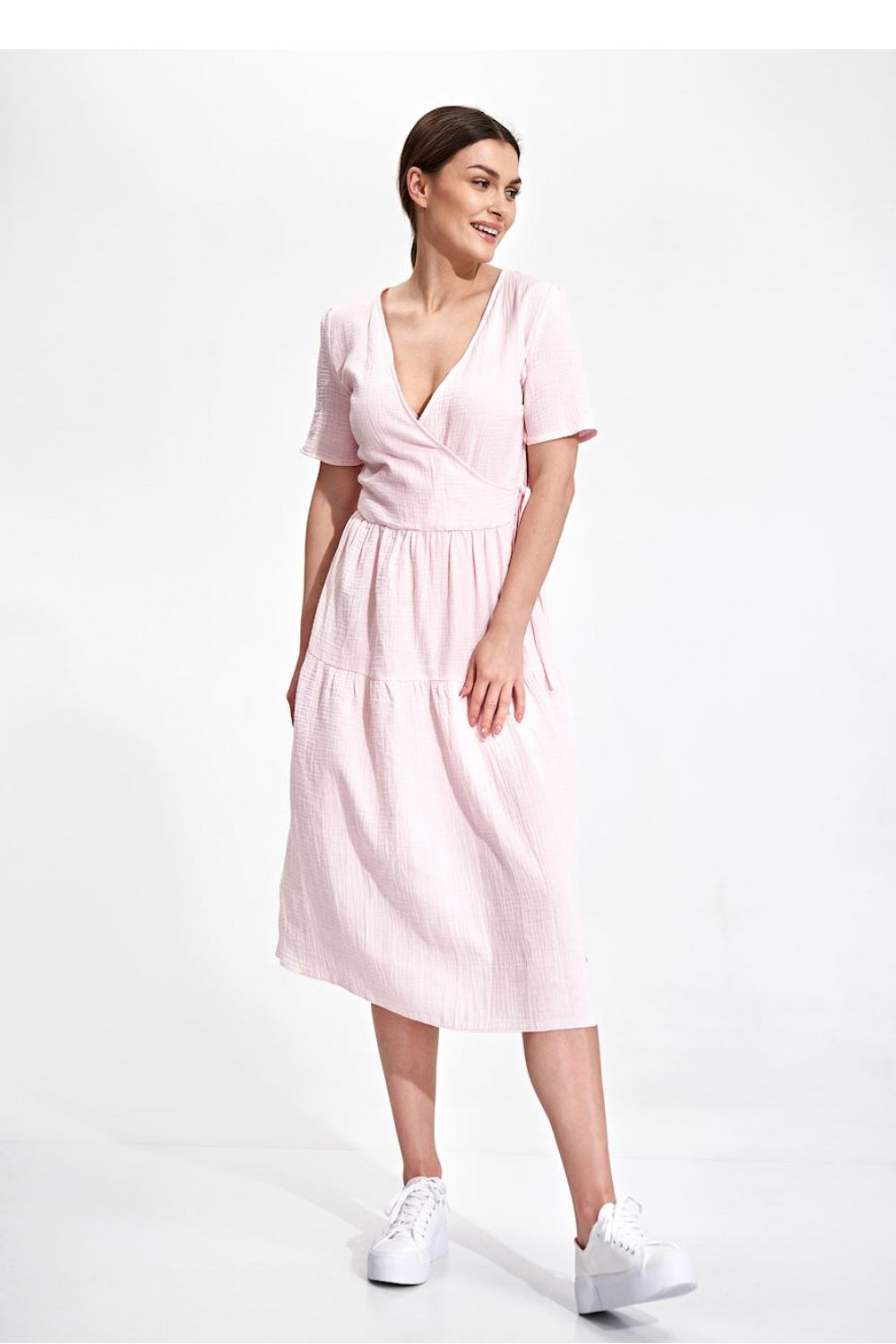 Figl Pink Midi Wrap Dress