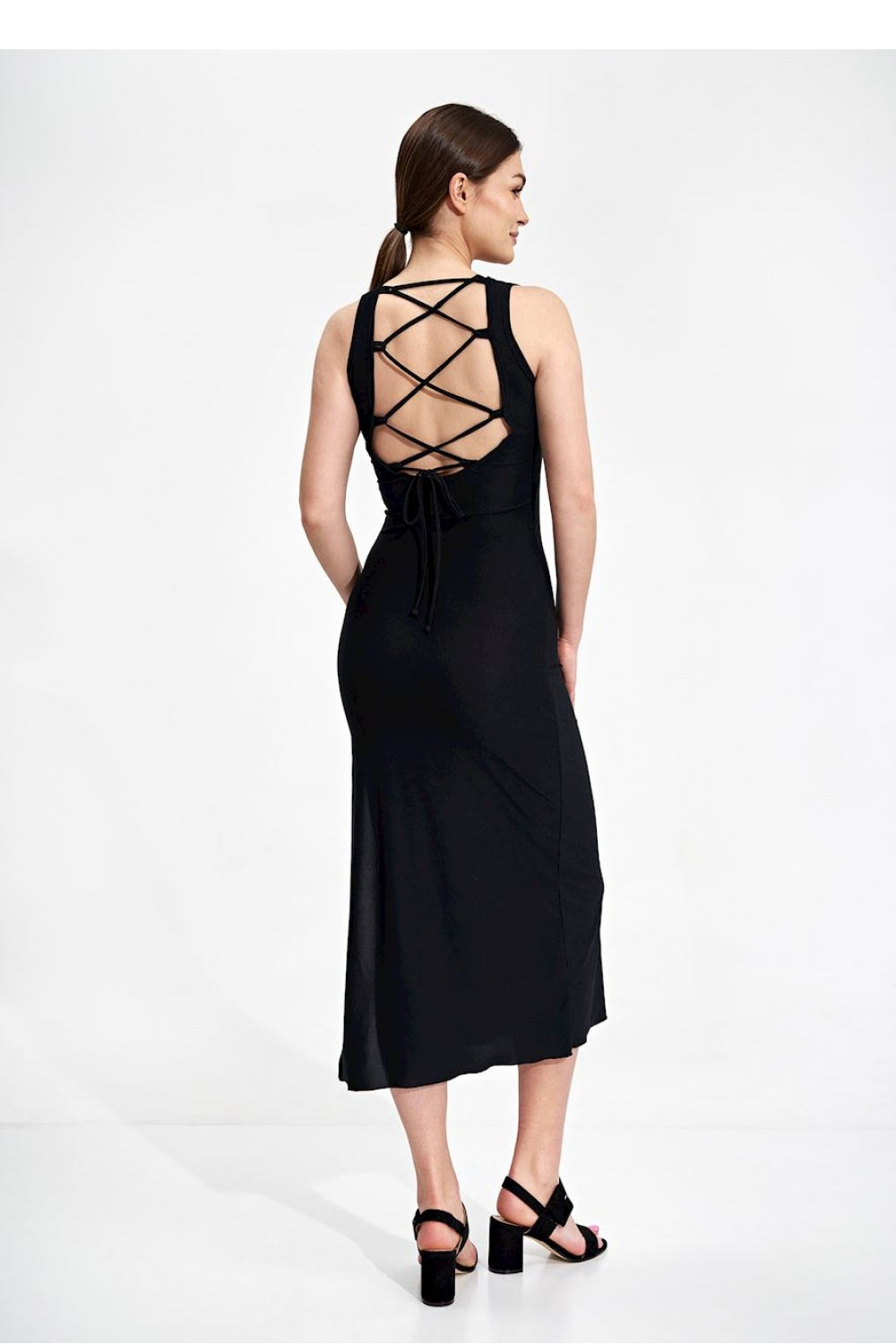 Figl Black Polyester Midi Bodycon Dress - view 3