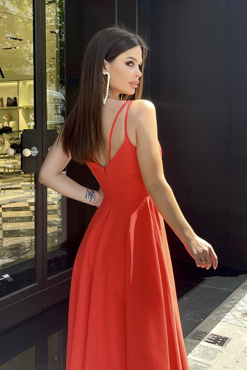 Bicotone Red Midi Bodycon Dress - view 3