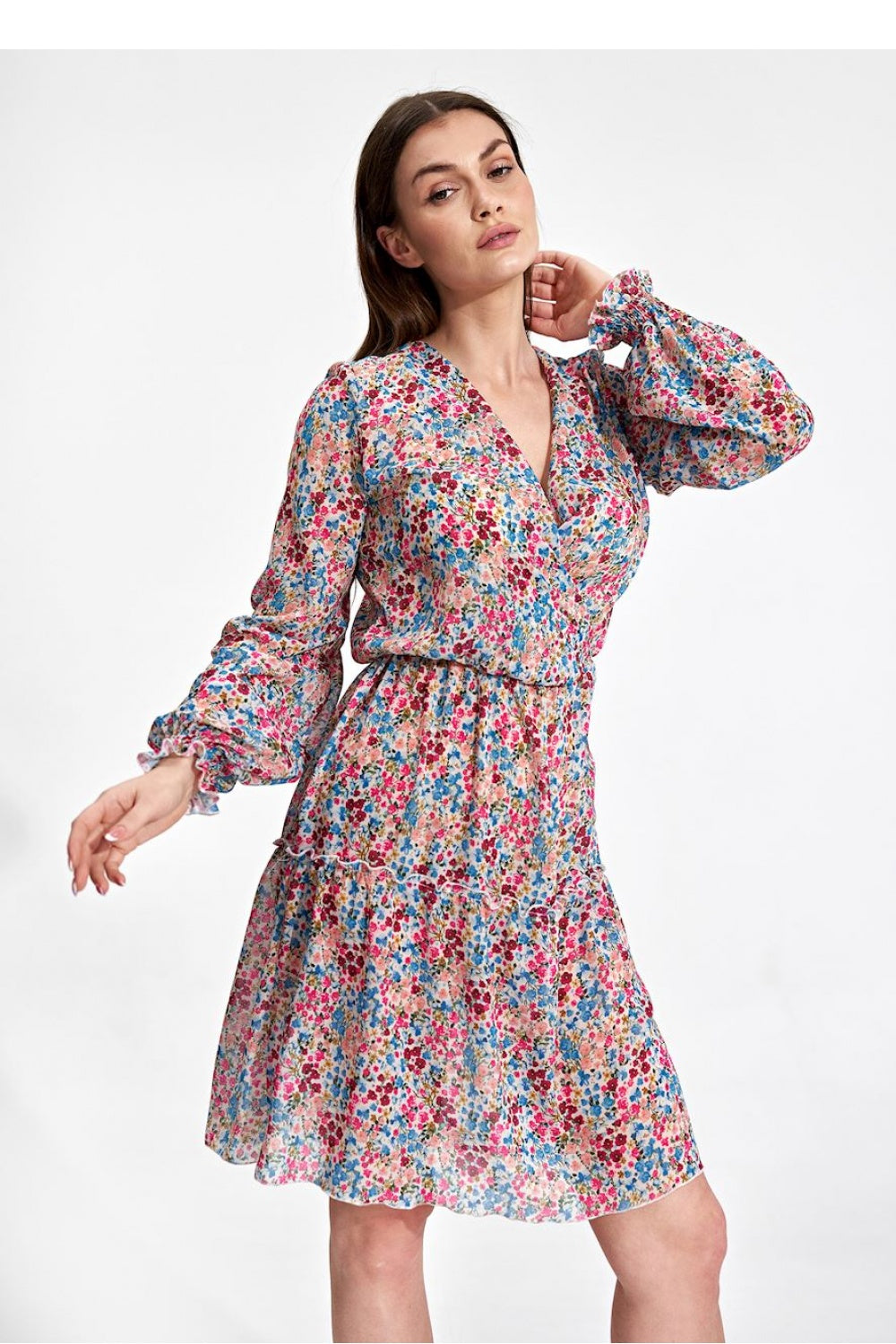 Figl Patterned Polyester Mini Wrap Dress