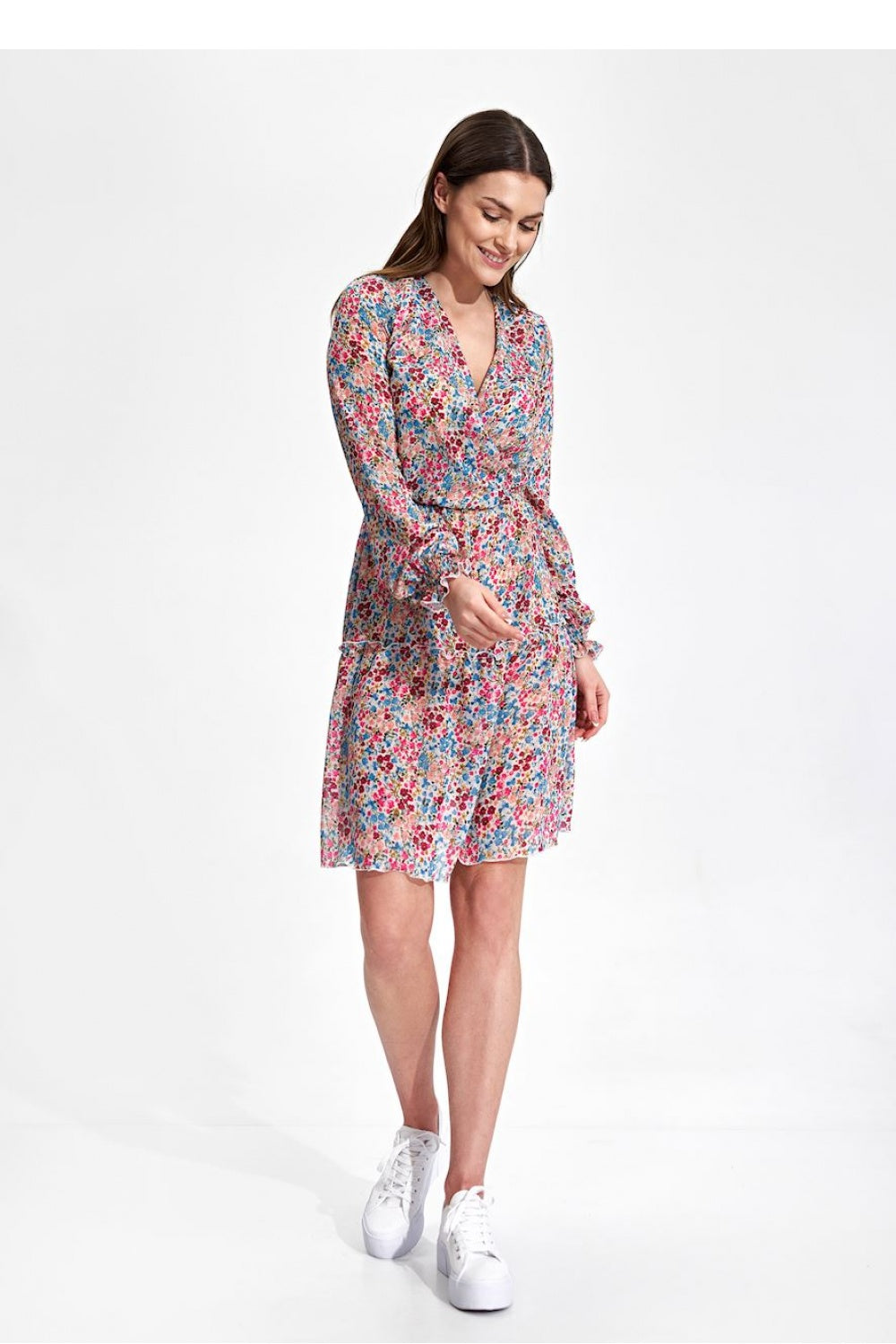 Figl Patterned Polyester Mini Wrap Dress - view 2