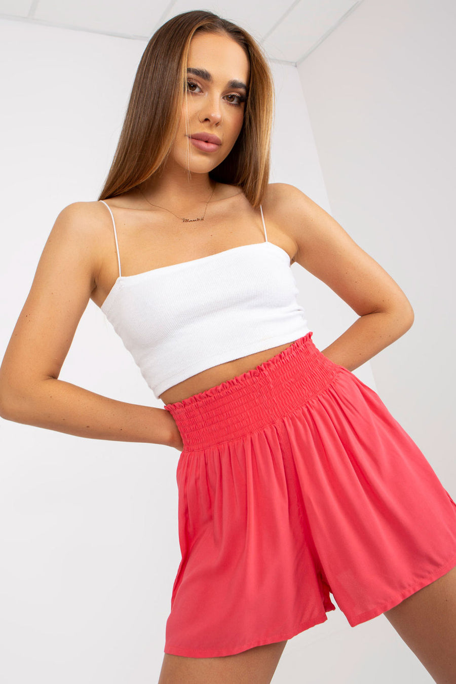 Fresh Made Coral High Waisted Shorts